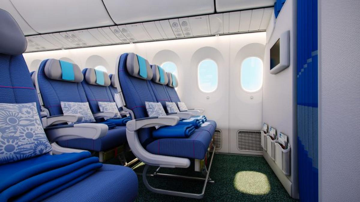 Wnętrze klasy ekonomicznej LOT Dreamliner